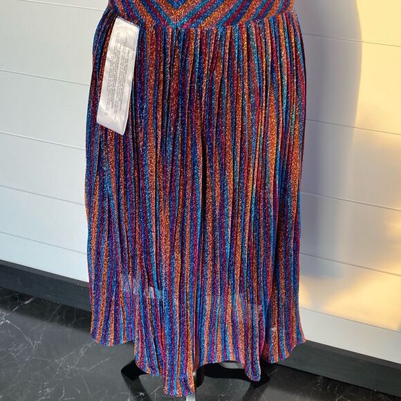 NWT Dress the Population Haley Metallic Fit & Flare Plunging Pleated Dress - Picture 9 of 16